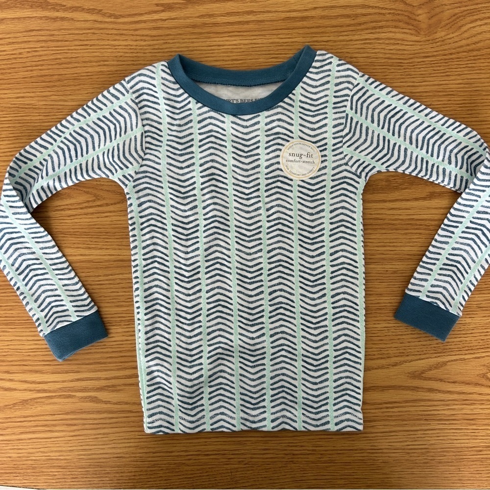NEW [Burt’s Bees Kids] Organic Cotton Pajama Top Watercolor Chevron - Picture 3 of 6